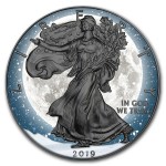 USA SNOW MOON American Silver Eagle 2019 Walking Liberty $1 Silver coin Ruthenium plated 1 oz